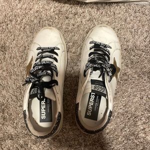 Golden Goose Superstars with Dark Grey Sparkles Size 37